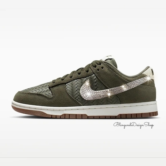 Nike Shoes - Swarovski Bling Nike Dunk Low Premium Sneakers with Ivory Crystals Women's